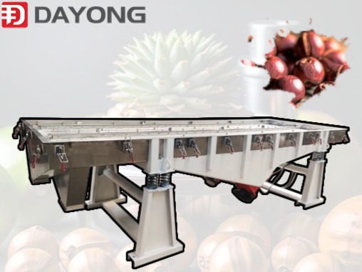 Linear vibrating screen for screening macadamia nuts