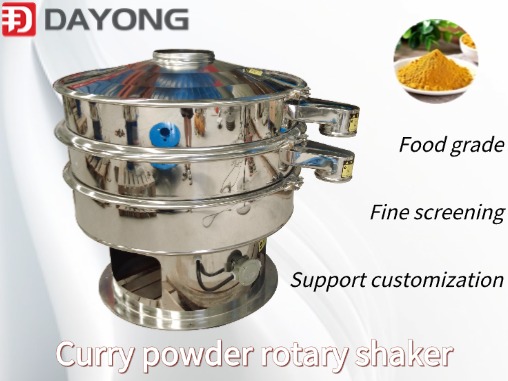 Sifting curry powder using a rotary vibrating screen